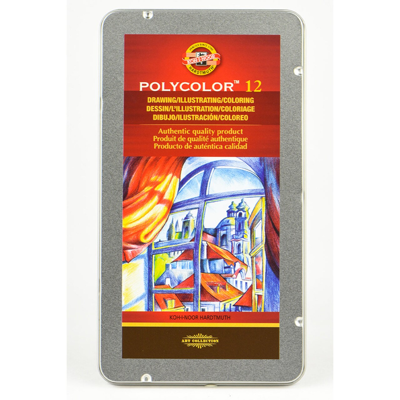 Koh-I-Noor Polycolor Drawing Pencil Set, 12 Assorted Colors in Tin